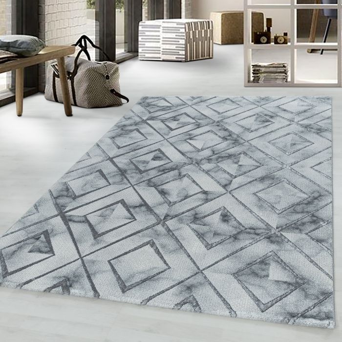 Naxos Rhamnous W tapis poils ras rectangle 140x200cm argent