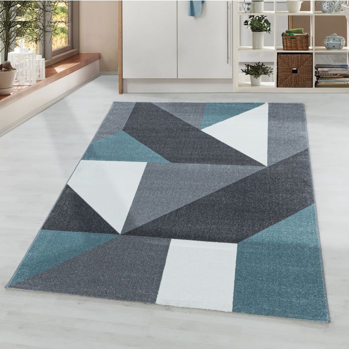 Ottawa Origami tapis poils ras coureur 80x250cm bleu
