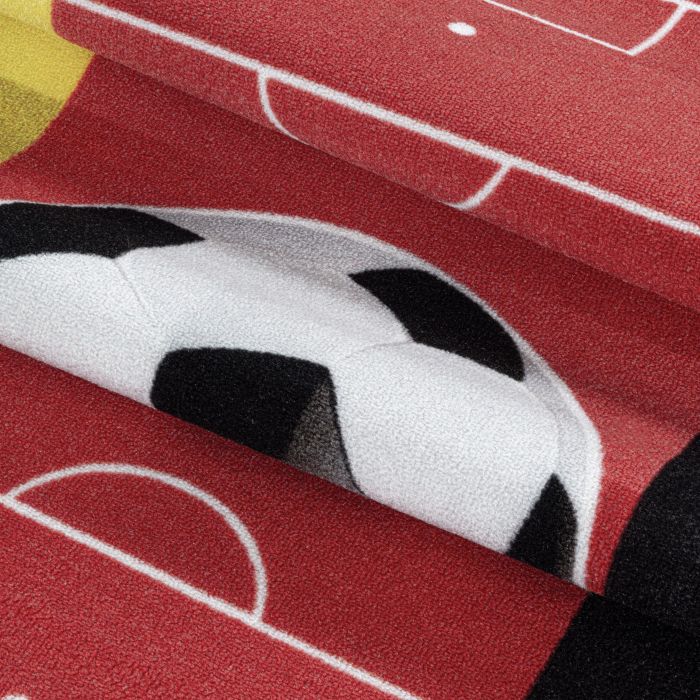 Play Terrain de football Allemagne antidérapant tapis de jeu chambre d'enfant poils court bouclé rectangle 160x230cm rouge