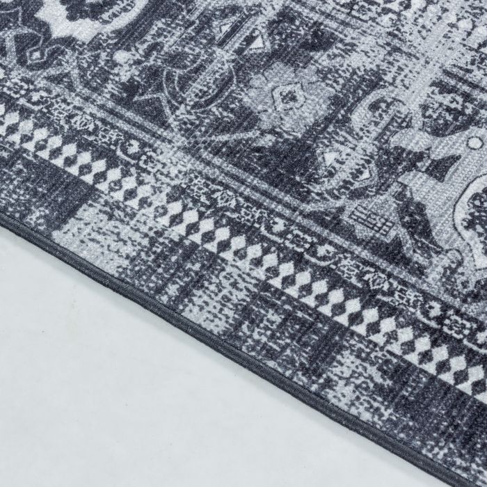 Fiesta Ancien antidérapant tapis tissé à plat rectangle 140x200cm noir