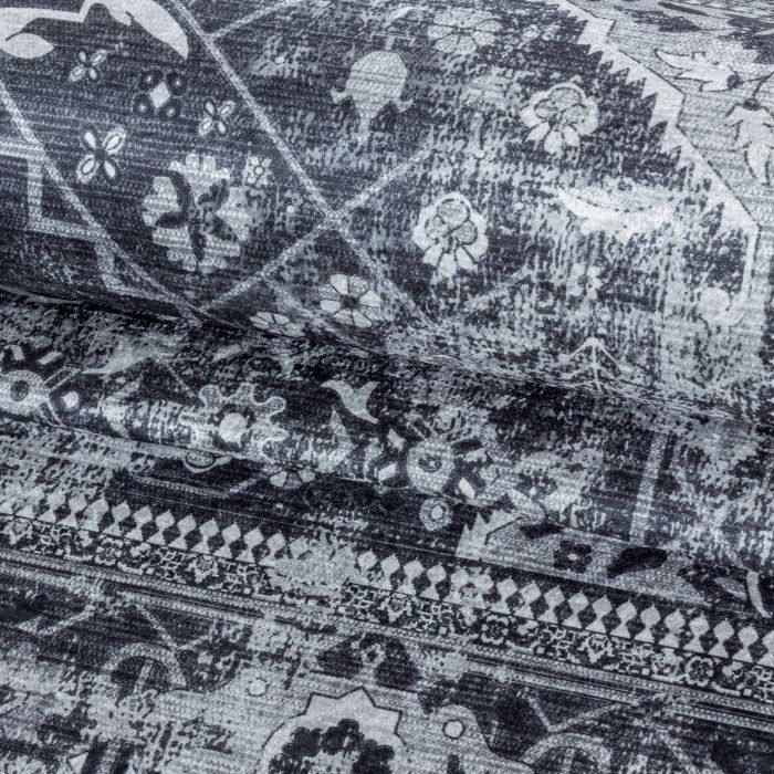Fiesta Ancien antidérapant tapis tissé à plat rectangle 140x200cm noir
