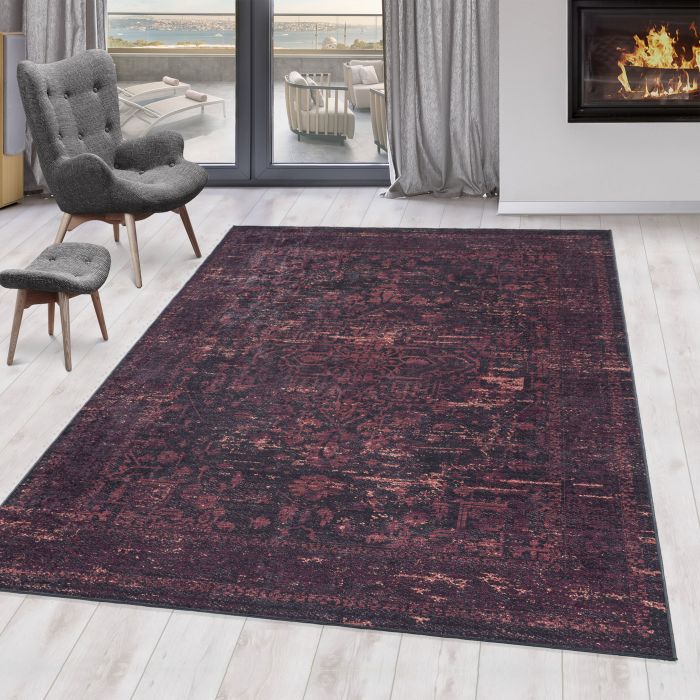 Fiesta Arty antidérapant tapis tissé à plat rectangle 140x200cm rouge