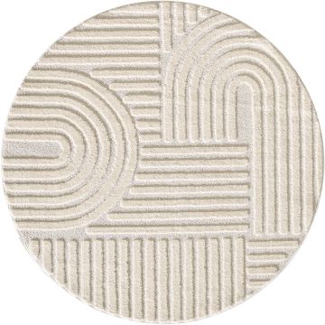 Art tapis poils longs rond Ø 120cm crème