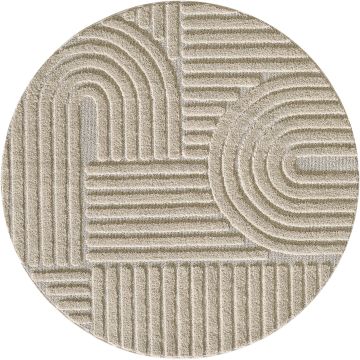 Art tapis poils longs rond Ø 120cm beige