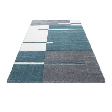 Hawaii Bande tapis poils ras rectangle 80x150cm bleu