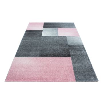 Lucca Bloc tapis poils ras rectangle 120x170cm roses