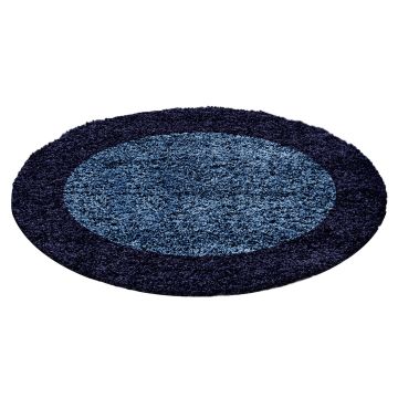 Life Shaggy Ombre tapis poils longs rond Ø 160cm bleu marine