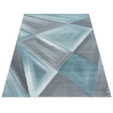 Beta Bakla tapis poils ras rectangle 200x290cm bleu