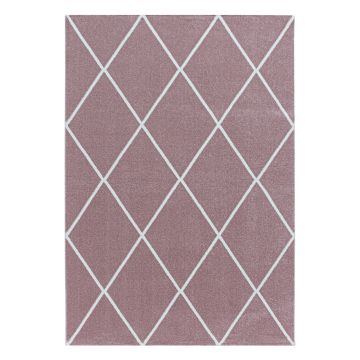 Rio Diago tapis poils longs rectangle 80x150cm rose