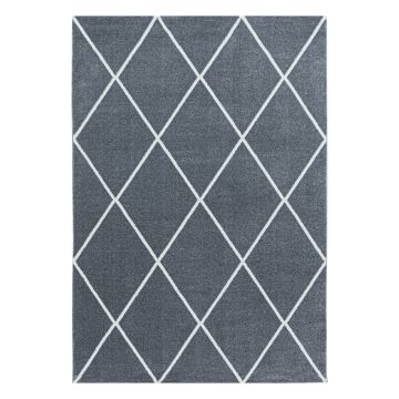 Rio Diago tapis poils longs rectangle 80x150cm argent