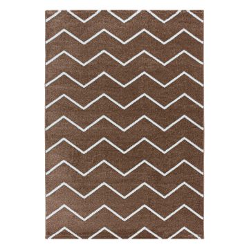Rio Zigzag tapis poils longs rectangle 140x200cm cuivré