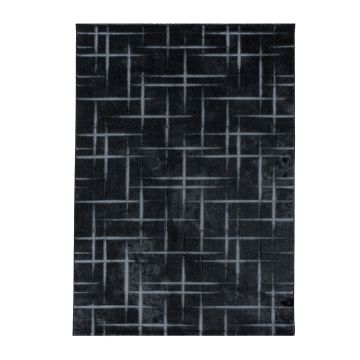 Costa Fisk tapis poils ras rectangle 120x170cm noir