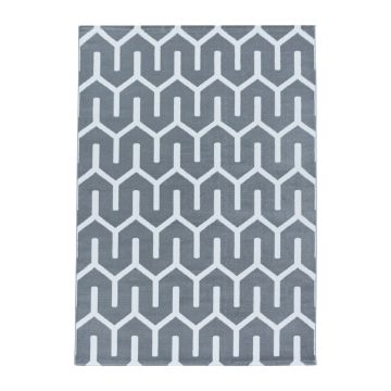 Costa Blas tapis poils ras rectangle 140x200cm gris