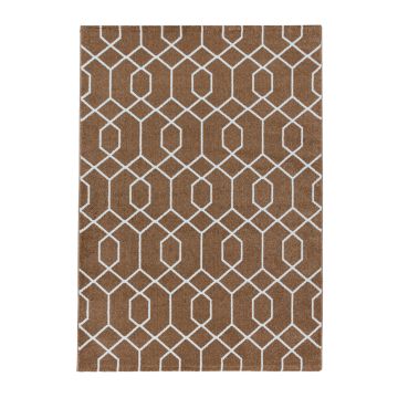 Efor Okta tapis poils ras rectangle 80x150cm cuivré