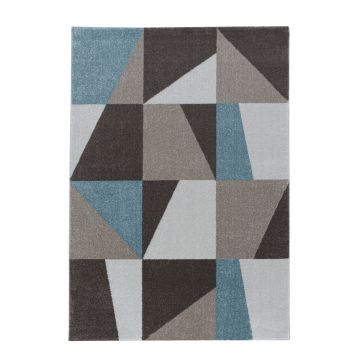 Efor Hexa tapis poils ras coureur 80x250cm bleu