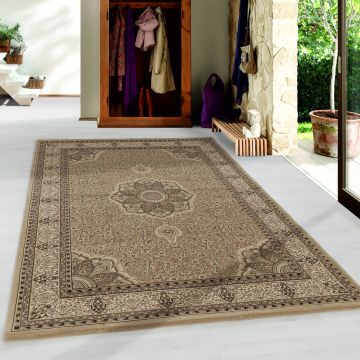 Kashmir Indi tapis poils ras rectangle 240x340cm beige