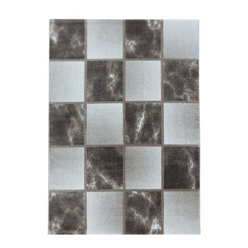 Ottawa Bloc tapis poils ras rectangle 140x200cm brun