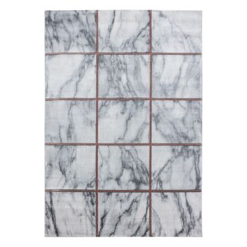 Naxos Carreaux tapis poils ras rectangle 140x200cm bronze