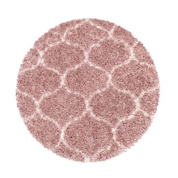 Salsa Shaggy tapis poils longs rond Ø 120cm rose