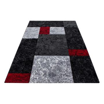 Hawaii Blocs tapis poils ras rectangle 120x170cm rouge