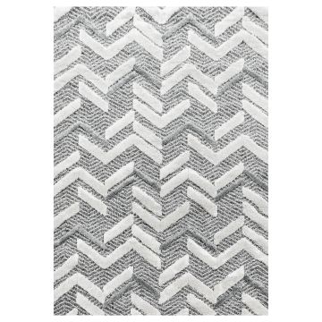 Pisa Zigzag tapis poils longs coureur 80x250cm gris