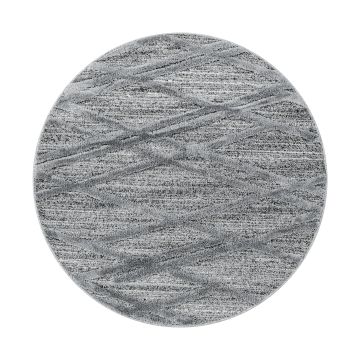 Pisa Parelle tapis poils longs rond Ø 80cm gris