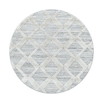 Pisa Rhombus tapis poils longs rond Ø 80cm gris