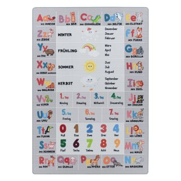 Play Edu antidérapant éducatif tapis chambre d'enfant poils court bouclé rectangle 200x290cm gris (allemand)
