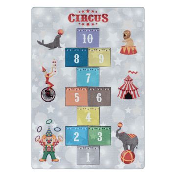 Play Marelle Cirque antidérapant tapis de jeu chambre d'enfant poils court bouclé rectangle 120x170cm gris