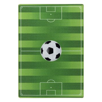 Play Terrain de football antidérapant tapis de jeu chambre d'enfant poils court bouclé rectangle 200x290cm vert