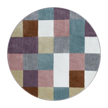 Funny Cubes tapis chambre d'enfant poils ras rond Ø 160cm multicolore