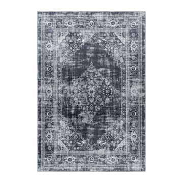 Fiesta Ancien antidérapant tapis tissé à plat rectangle 120x170cm noir