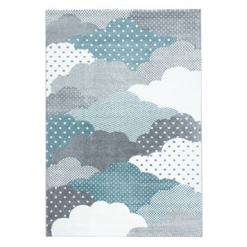 Bambi Des Nuages tapis chambre d'enfant poils ras rectangle 140x200cm bleu