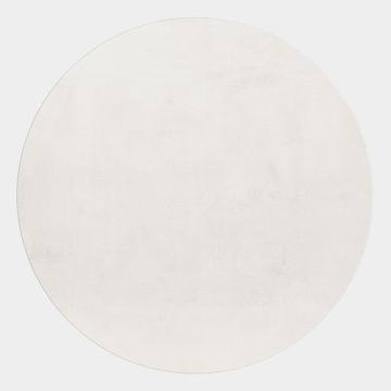 Pouffy tapis duveteux poils longs rond Ø 160cm crème