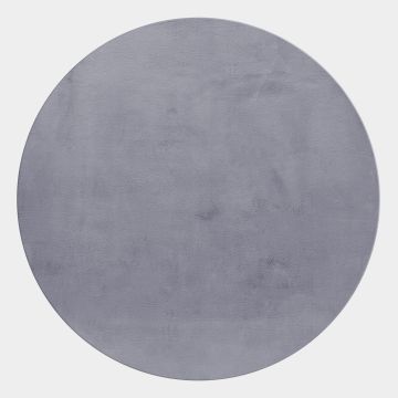 Pouffy tapis duveteux poils longs rond Ø 160cm gris