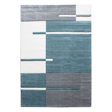 Hawaii Bande tapis poils ras rectangle 240x340cm bleu