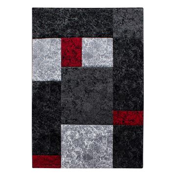 Hawaii Blocs tapis poils ras rectangle 240x340cm rouge