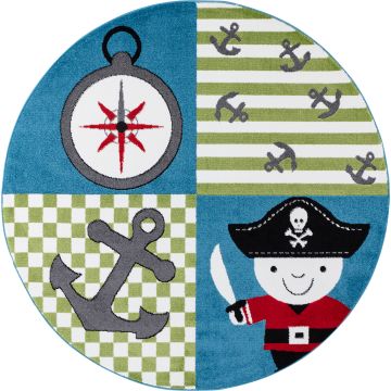 Kids Pirate tapis chambre d'enfant poils ras rond Ø 160cm multicolore