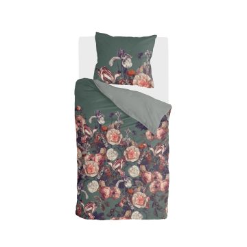 Flower Bomb dekbedovertrek 135x200cm groen