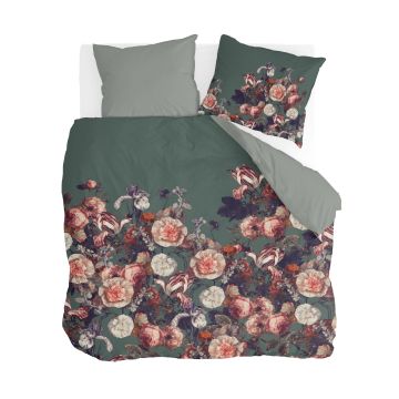 Flower Bomb dekbedovertrek 240x220cm groen