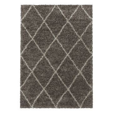 Alvor Shaggy tapis poils longs rectangle 60x110cm taupe