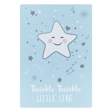 Play Twinkle Little Star antidérapant tapis chambre d'enfant poils court bouclé rectangle 80x120cm bleu