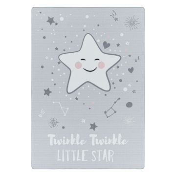 Play Twinkle Little Star antidérapant tapis chambre d'enfant poils court bouclé rectangle 100x150cm gris