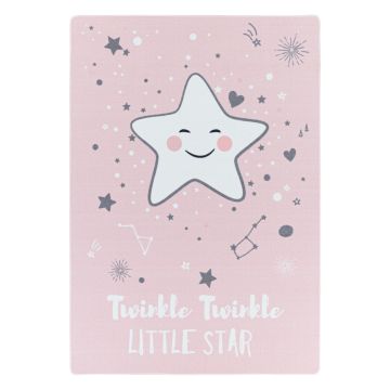 Play Twinkle Little Star antidérapant tapis chambre d'enfant poils court bouclé rectangle 100x150cm roses