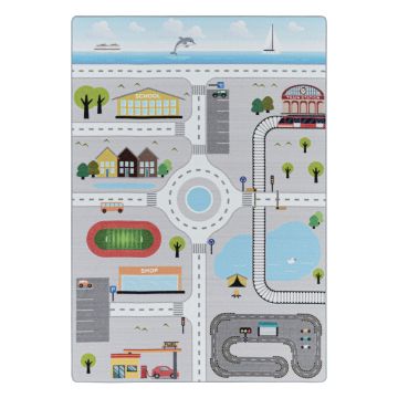 Play Circulation antidérapant tapis de jeu chambre d'enfant poils court bouclé rectangle 100x150cm gris
