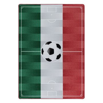 Play Terrain de football Italie antidérapant tapis de jeu chambre d'enfant poils court bouclé rectangle 140x200cm blanc