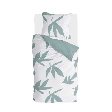 Simple Leaves dekbedovertrek 135x200cm gebroken wit/groen