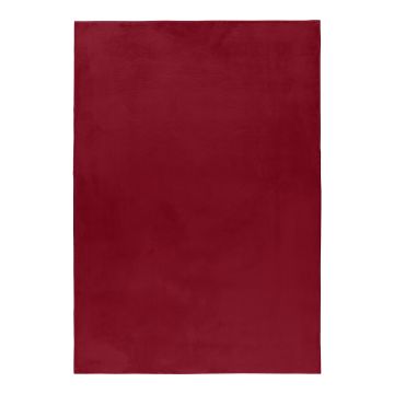 Pouffy tapis duveteux poils longs coureur 60x110cm rouge