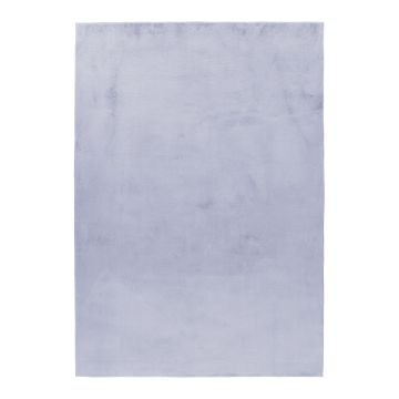 Pouffy tapis duveteux poils longs coureur 60x110cm argent