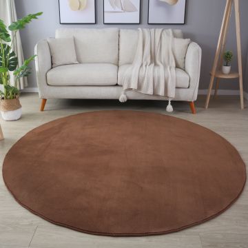 Sky tapis poils ras rond Ø 120cm brun